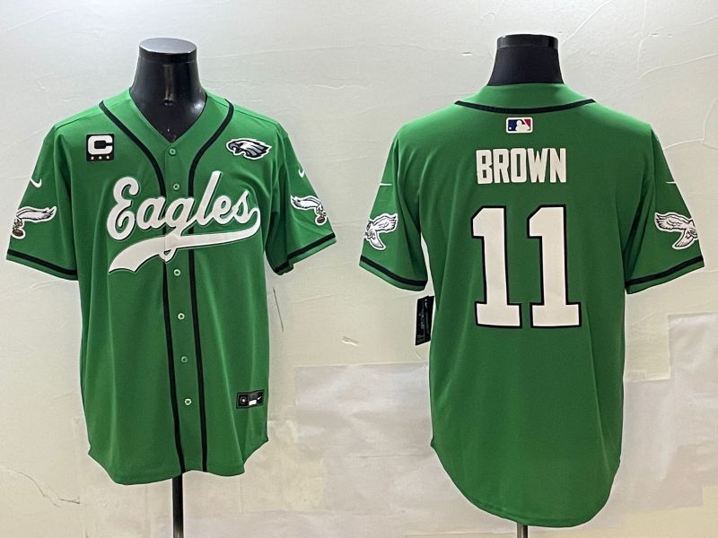 Men Philadelphia Eagles #11 Brown Green three generations Jointly Name 2025 Nike Limited NFL Jersey style 2